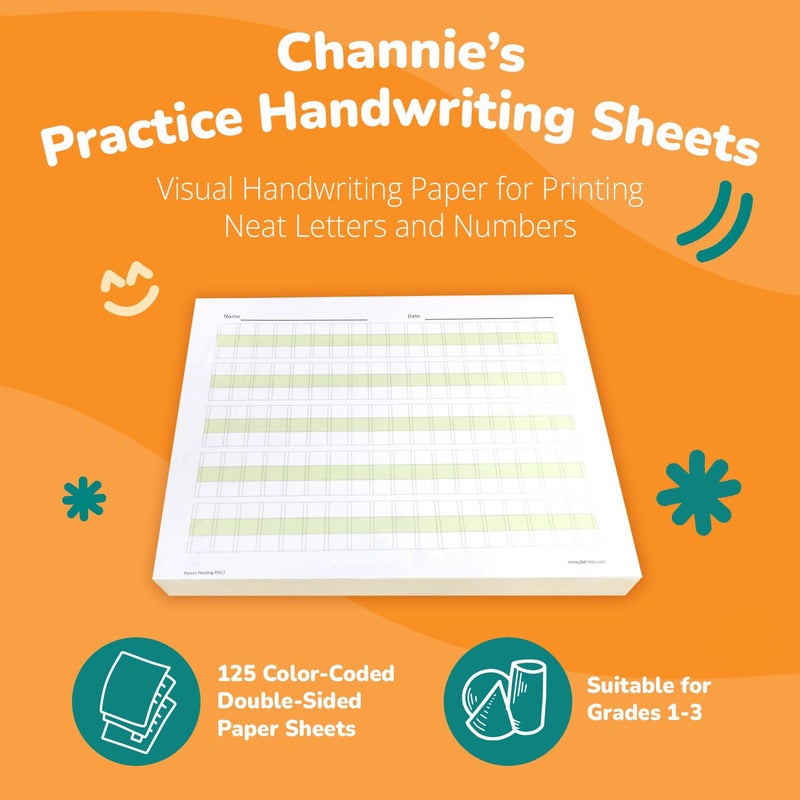 Channie's Channieâ€™s Practice Handwriting & Printing Paper Workbook One Page A Day, 250 Pages Front & Back, 125 Sheets, Grades PreK â€“ 1st, Size 8.5â€ x 11â€ Summer School, Summer Bridge - Image 2